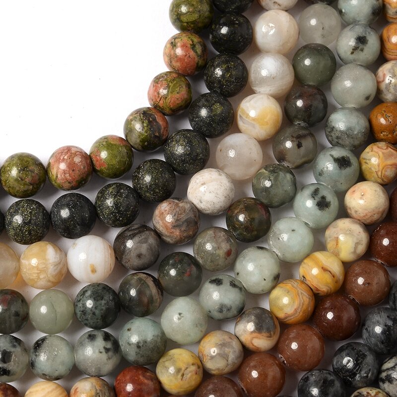 Round Stone Beads Manufacturer - Tiger Eye Agate Amazonite 4-12MM DIY Bracelet Jewelry Making Tool