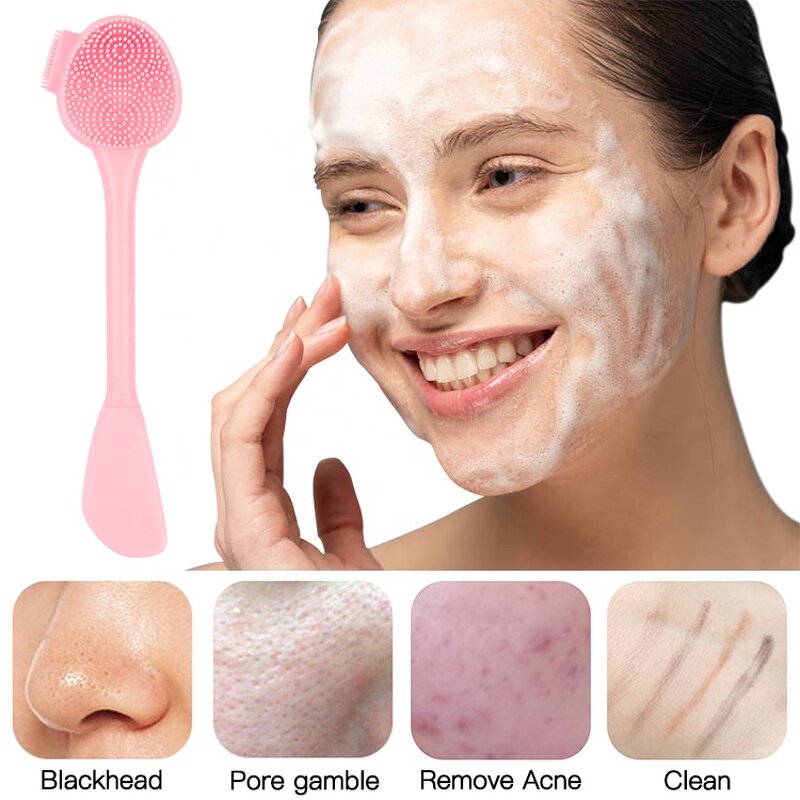 Double Head Mask Brush Manufacturer - No Electricity Silicone Face Cleansing Cosmetics Beauty Tool