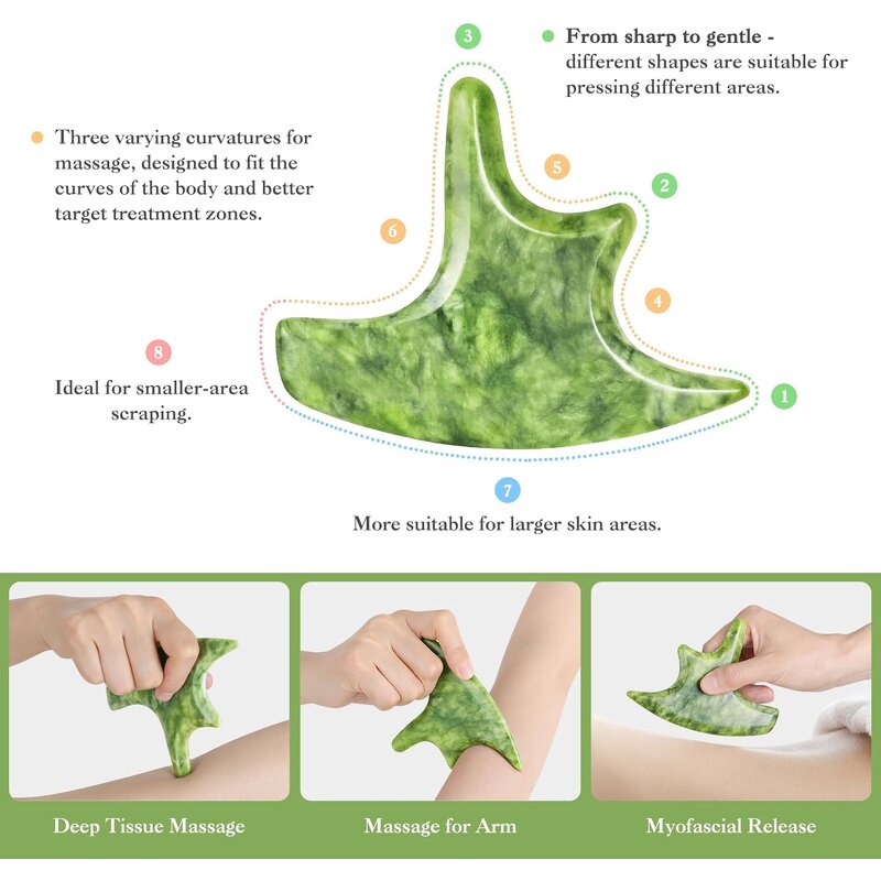 4 PCS Jade Gua Sha Set Manufacturer - Large Board Handle Full Body Deep Tissue Scraping Sculpting Tool