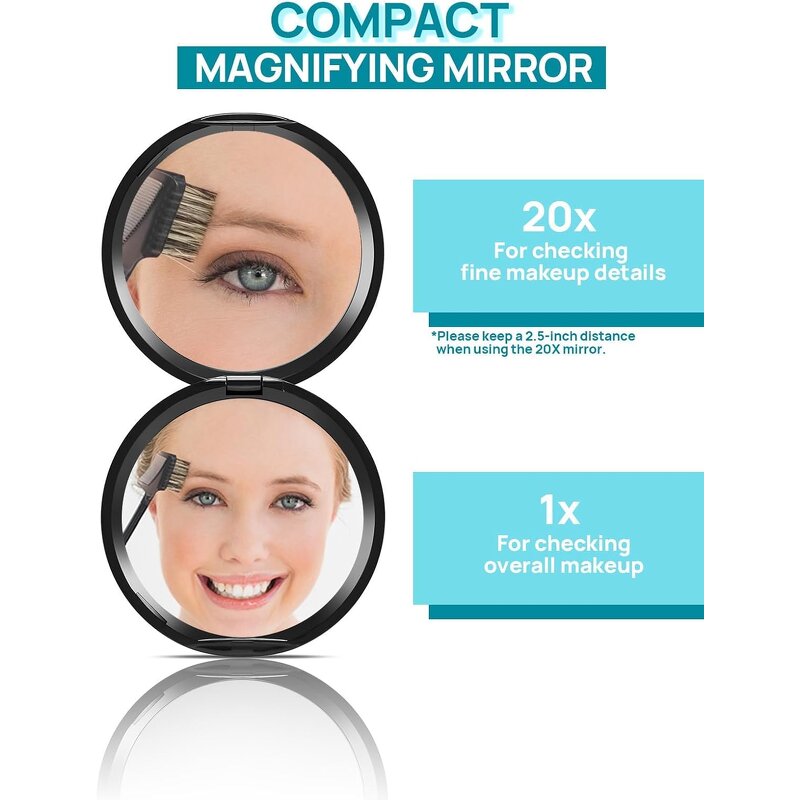 20X Magnifying Handheld Mirror Manufacturer - Wholesale Double Side Round Foldable Portable Cosmetic Tool