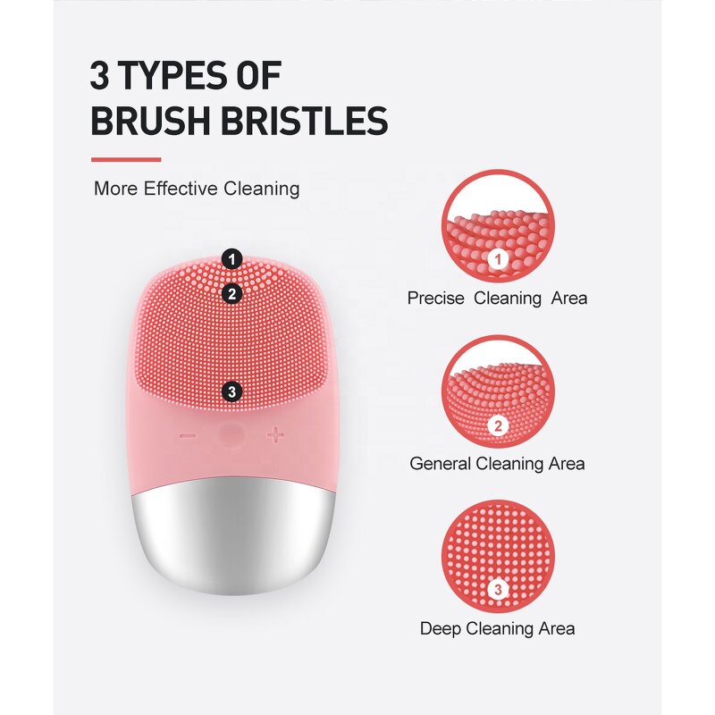 Ultrasonic Facial Cleanser Manufacturer - Skin Cleaner Waterproof Silicone Electric Pores Cleansing Tool