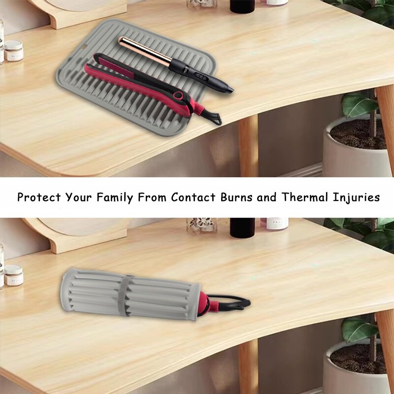 Hair Straightener Silicone Mat Manufacturer - Hot Sell Heat Insulation Anti-Slip Styling Tool Storage Pad Tool