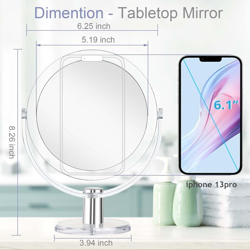 Double Sided Vanity Mirror Manufacturer - Wholesale Portable 6.25 Inch 1X/15X 360° Swivel Personalization Tool