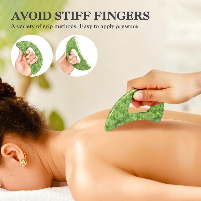 4 PCS Jade Gua Sha Set Manufacturer - Large Board Handle Full Body Deep Tissue Scraping Sculpting Tool
