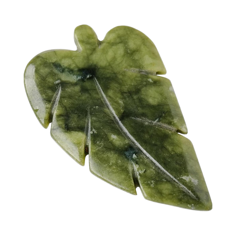 Leaf Shaped Jade Crafts Manufacturer - Custom Hand Carved Natural Healing Green Crystal Home Decor Tool