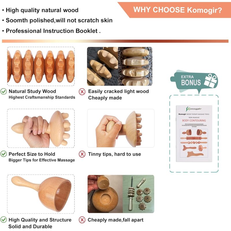 5-in-1 Wood Massage Set Manufacturer - Wholesale Muscle Pain Relief Body Shaping Office Home Tool