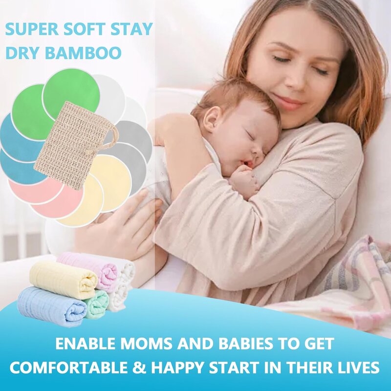 Reusable Nursing Pads Set Manufacturer - 12 Pack Soft Absorbent with 6 Pack Burp Cloths Baby Essentials Tool