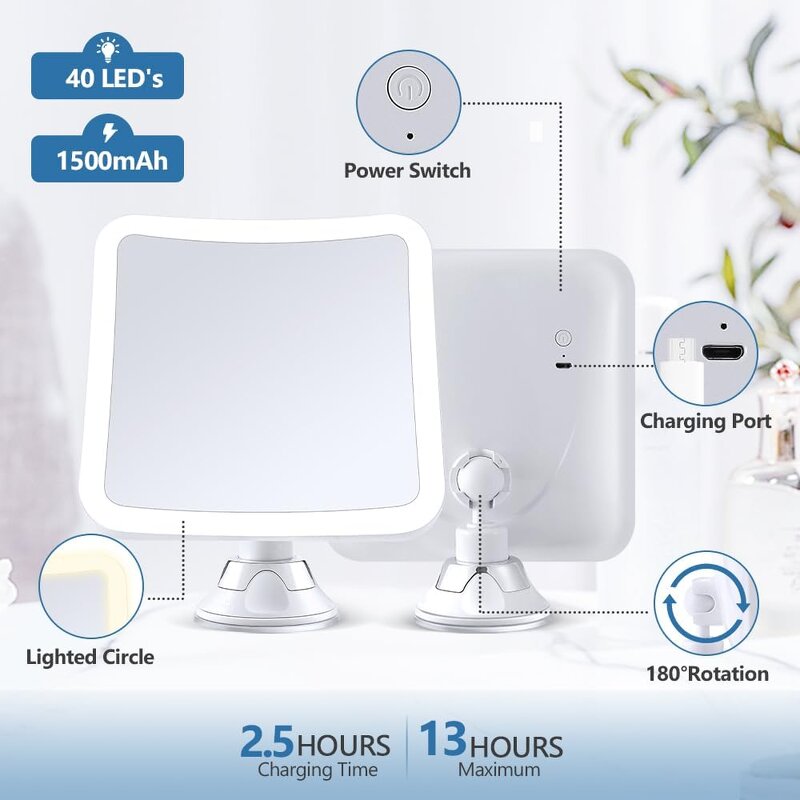 LED Lighted Suction Cup Mirror Manufacturer - Wholesale 360° Rotating 20X Magnifying Bathroom Cosmetic Tool