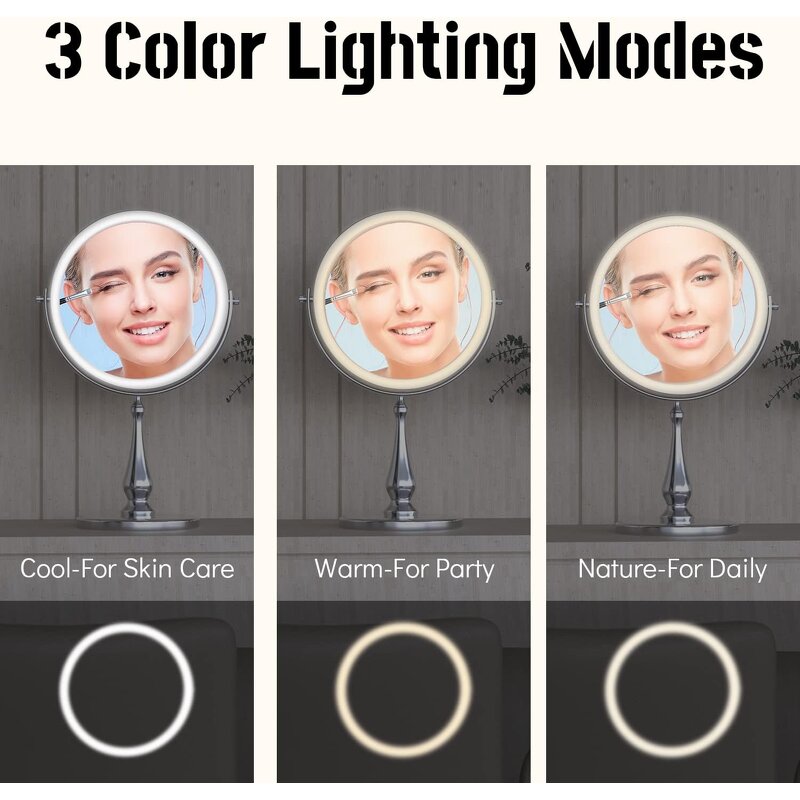 Double Sided LED Makeup Mirror Manufacturer - Wholesale Rechargeable Touch Screen 3 Colors Adjustable Tool