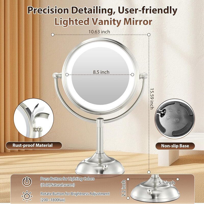 Double Sided LED Vanity Mirror Manufacturer - Wholesale Rechargeable 1X/10X Magnifying Desktop Tool