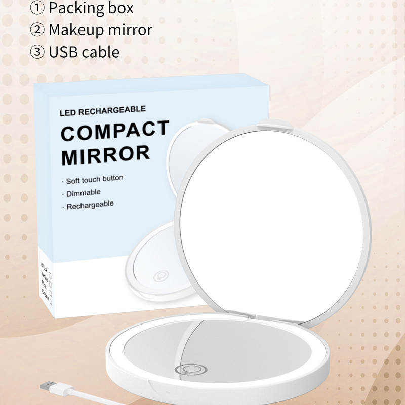 LED Compact Travel Mirror Manufacturer - Pocket 1X/2X Magnification Double Sided Foldable Handheld Tool