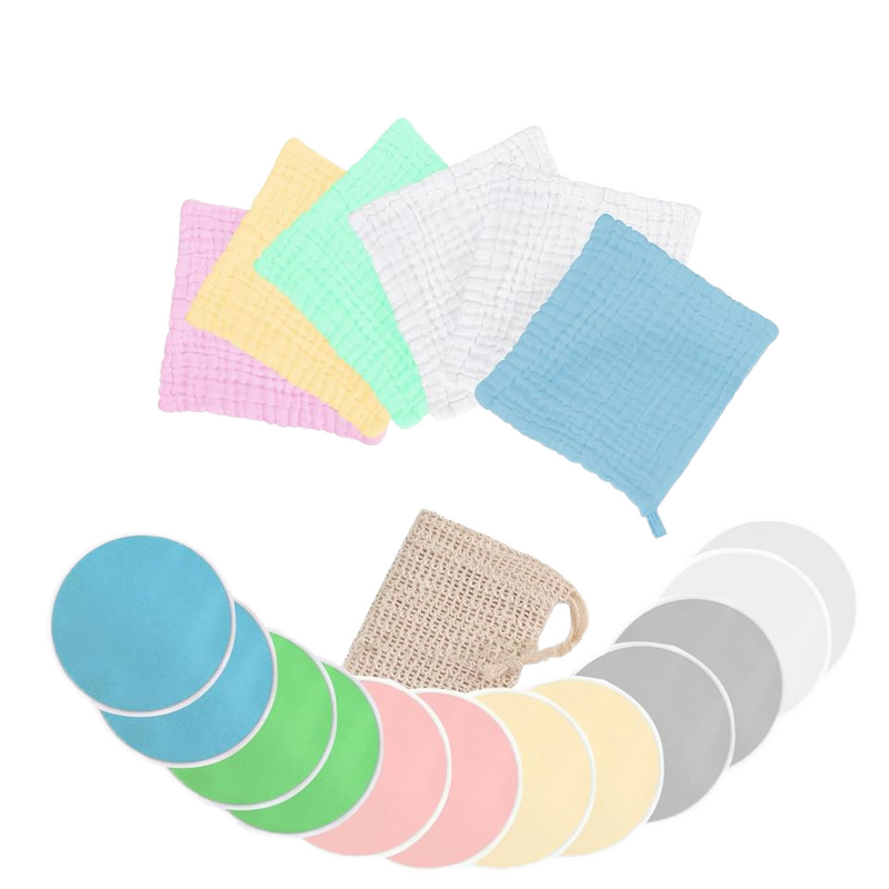 Reusable Nursing Pads Set Manufacturer - 12 Pack Soft Absorbent with 6 Pack Burp Cloths Baby Essentials Tool