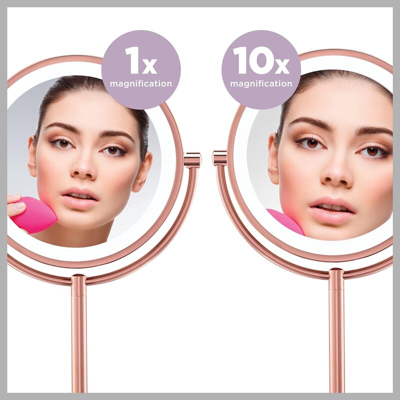 LED Vanity Table Mirror Manufacturer - Modern Style Custom Logo Chrome Round Cosmetic Mirror Tool