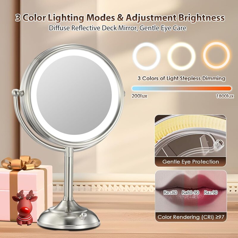 Double Sided LED Vanity Mirror Manufacturer - Wholesale Rechargeable 1X/10X Magnifying Desktop Tool