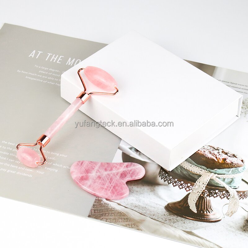 Anti-Cellulite Jade Roller Gua Sha Set Manufacturer - Wholesale Rose Quartz Custom Logo Home Massage Tool