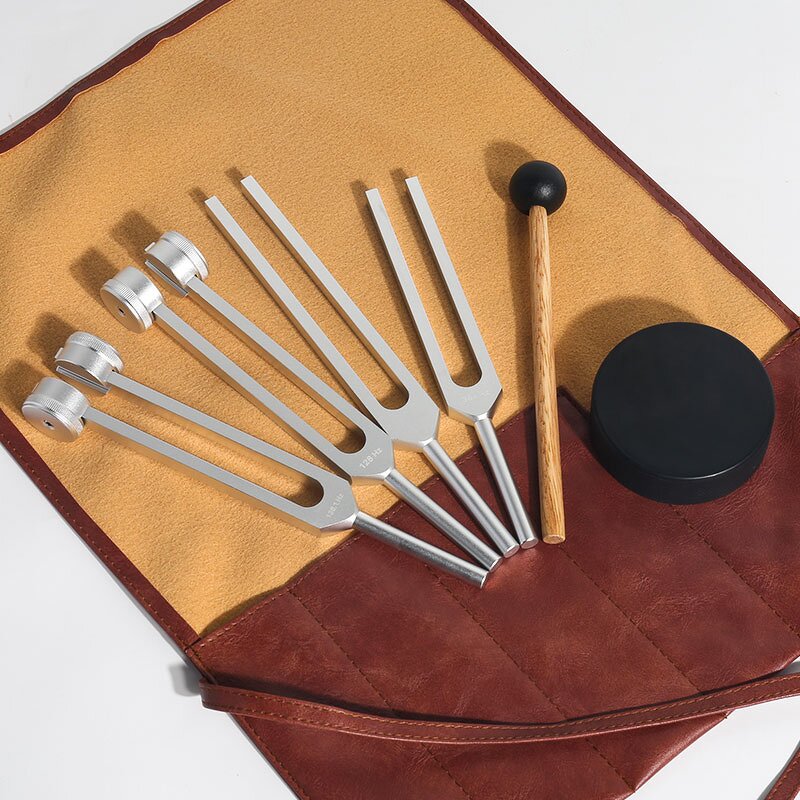 Tuning Fork Leather Bag Set Manufacturer - Wholesale 4 Pcs 128/136.1/256/384Hz with Activator Tool