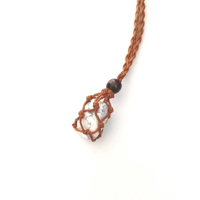 Tumbled Crystal Pendant Necklace Manufacturer - Hot Seller Hand Net Woven Adjustable Gemstone Jewelry Tool