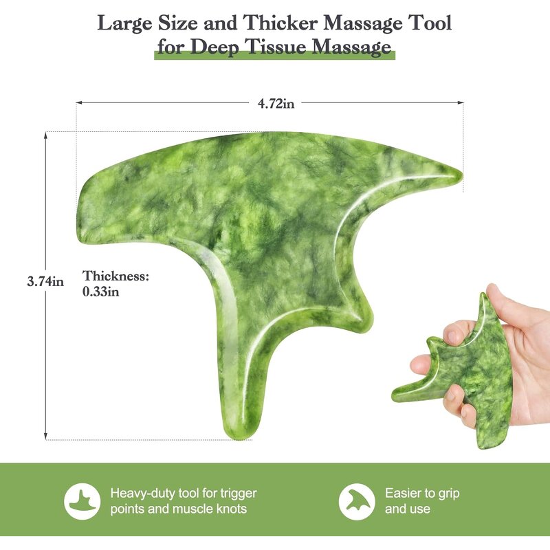 4 PCS Jade Gua Sha Set Manufacturer - Large Board Handle Full Body Deep Tissue Scraping Sculpting Tool