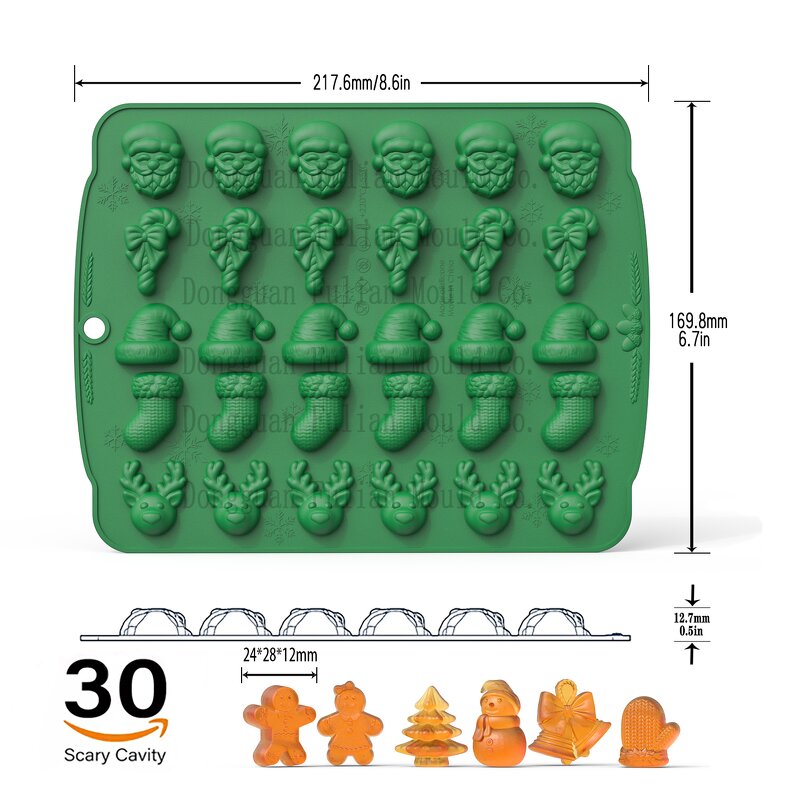 Christmas Silicone Chocolate Mold Manufacturer - 5in1 BPA Free Cake Decor Cookie Candy Gummy Baking Tool