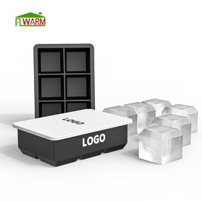 Silicone Ice Cube Tray Manufacturer - U2 Large 6 Square Custom Logo Designer Ice Maker Pop Mold