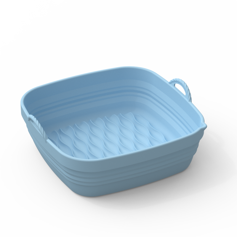 Silicone Air Fryer Liners Manufacturer - Hot New Square Rectangle Foldable Baking Tray for Dual Air Fryer