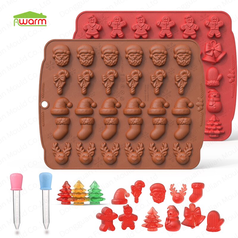 Christmas Silicone Candy Mold Manufacturer - Wholesale Custom 5in1 Gingerbread Man Tree Bell Glove Tool