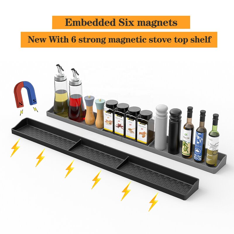 Magnetic Silicone Stove Shelf Manufacturer - 6 Strong Magnet Kitchen Spice Rack Organizer Tool