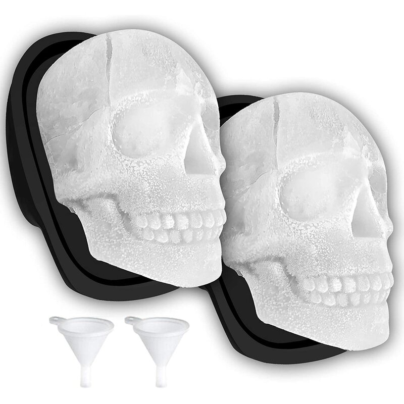 3D Skull Silicone Ice Mold Manufacturer - Halloween Black Giant Whiskey Beverages Ice Cube Maker