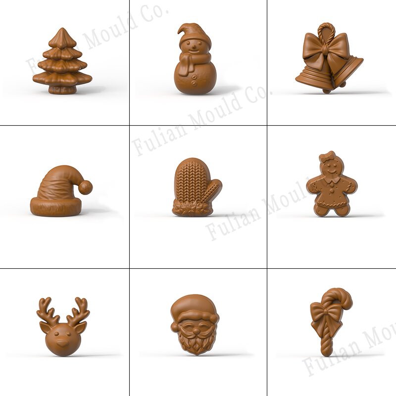 Christmas Silicone Candy Mold Manufacturer - Wholesale Custom 5in1 Gingerbread Man Tree Bell Glove Tool