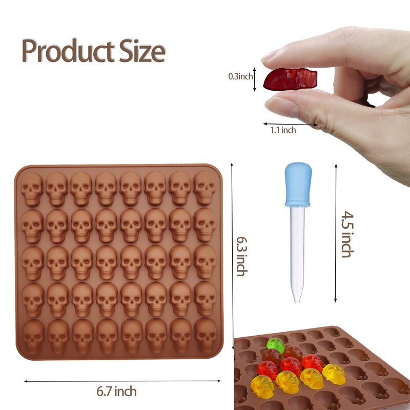 Skull Shape Silicone Gummy Mold Manufacturer - Halloween Hot Sale Chocolate Candy Mould with Dropper