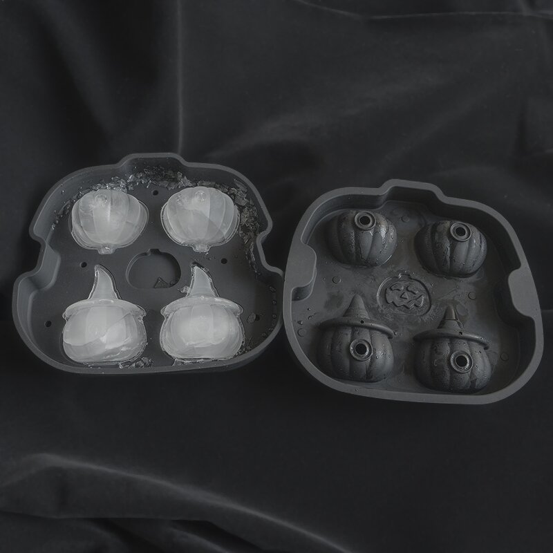 3D Halloween Silicone Mold Manufacturer - Skull Pumpkin Ice Cube Tray with Lid Tool