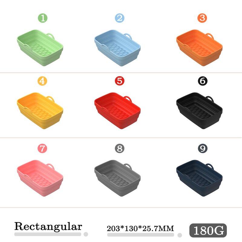 Silicone Air Fryer Liners Manufacturer - Hot New Square Rectangle Foldable Baking Tray for Dual Air Fryer