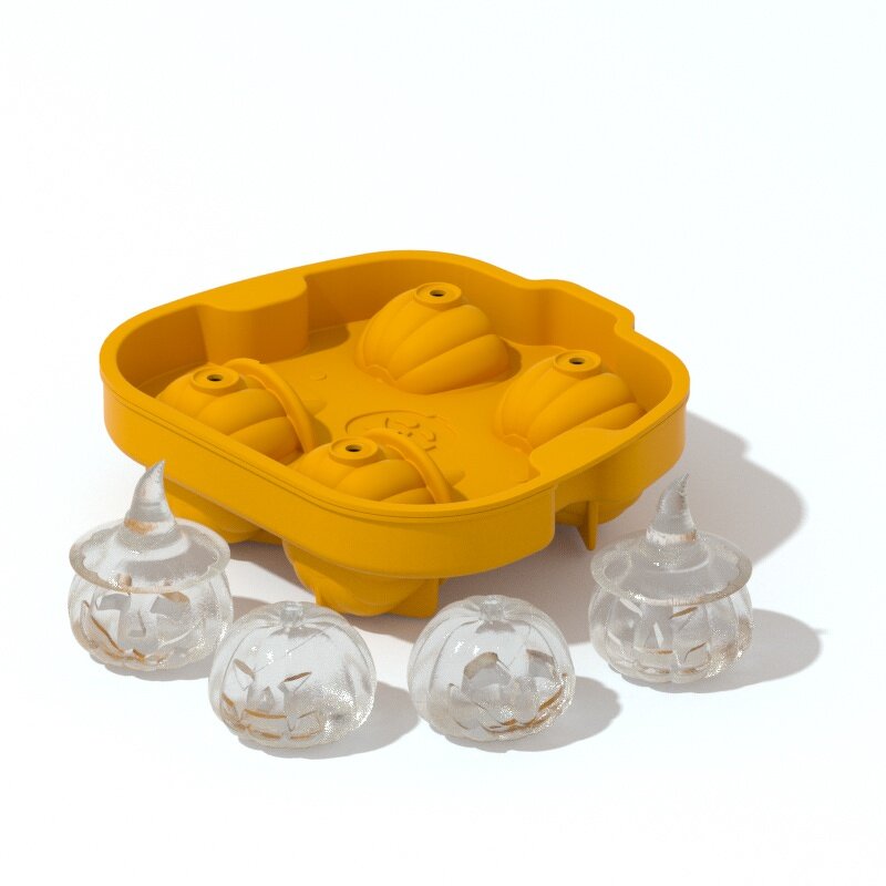 3D Halloween Silicone Mold Manufacturer - Skull Pumpkin Ice Cube Tray with Lid Tool