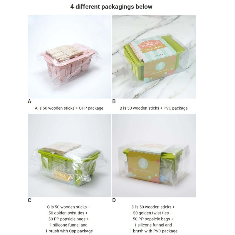 Silicone Popsicle Molds Manufacturer - New Summer Hot Sale Ice Cream Tools with Wooden Sticks Custom Mini Mold