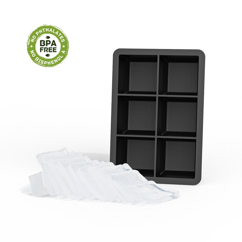 Silicone Ice Cube Tray Manufacturer - U2 Large 6 Square Custom Logo Designer Ice Maker Pop Mold