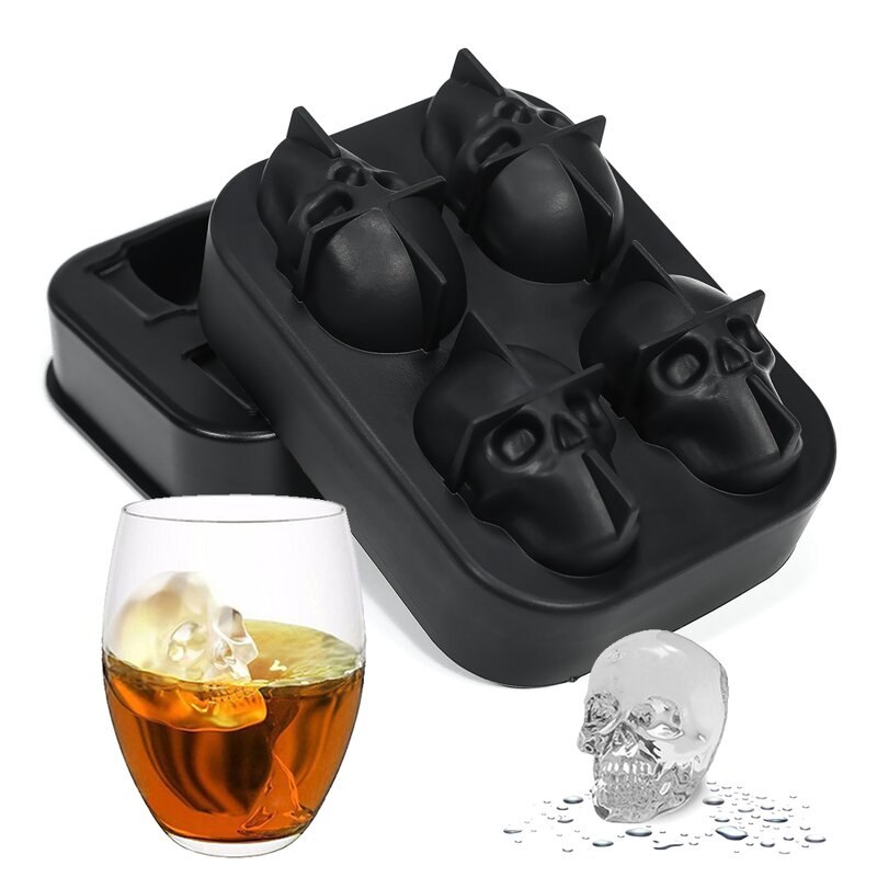 3D Skull Ice Cube Tray Manufacturer - SK11 Old Fashioned Custom Reusable Whisky Freezer Mold
