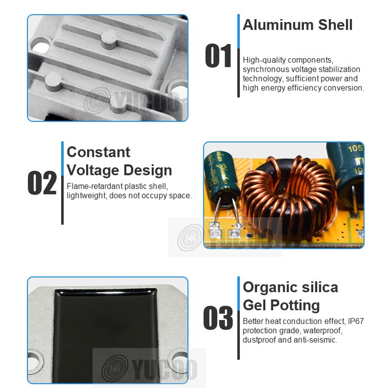 Automatic Buck Boost Converter - 5-32V to 12V 3A for Golf Cart LED