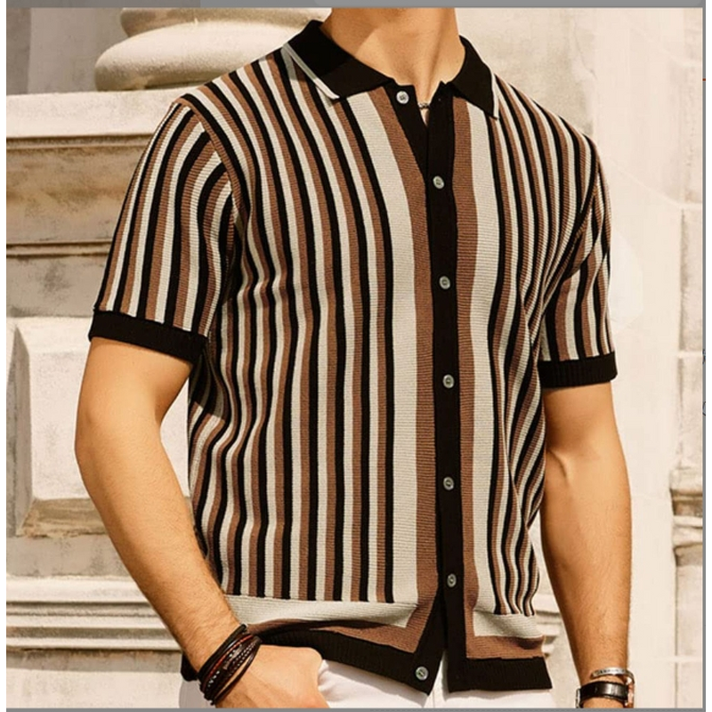 Men's Polo Shirt Manufacturer - Striped Business Casual Knitted