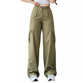 Women's Casual Pants Manufacturer - Waist Cinching Mid Waist 3D Pocket Plus Size