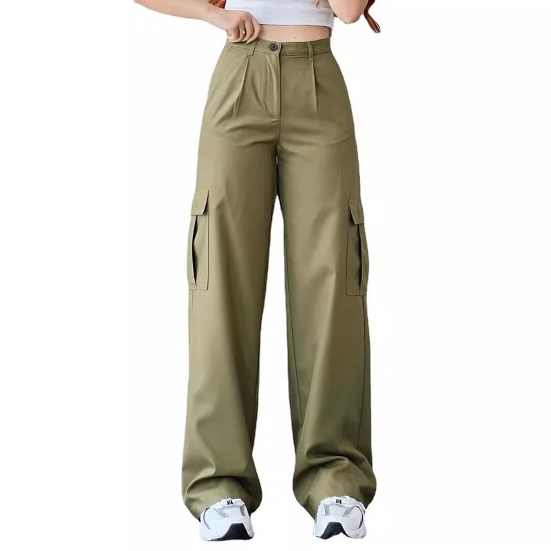 Women's Casual Pants Manufacturer - Waist Cinching Mid Waist 3D Pocket Plus Size