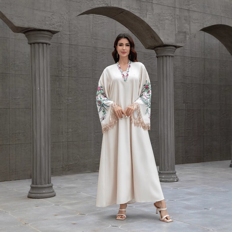 Muslim Abaya Dress Manufacturer - Long Robe V-Neck with Tassel