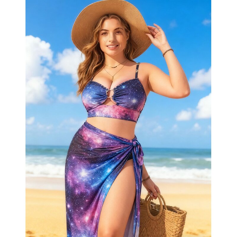 Swimsuit Set Manufacturer - Split Tie Dye Bikini Plus Size Three-piece