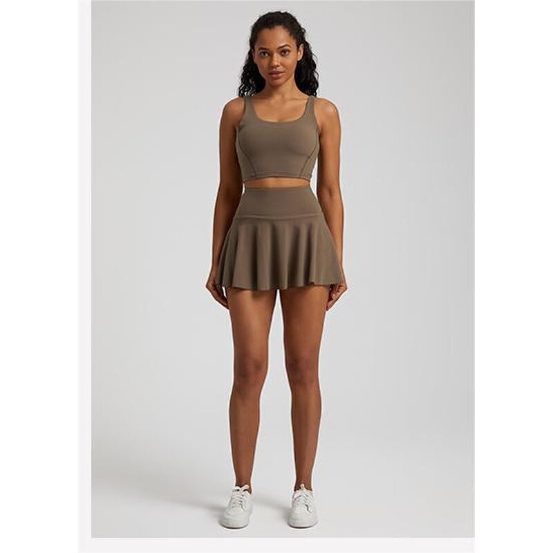 Tennis Suit Manufacturer - Nude Pleated Mini Skirt for Running Fitness