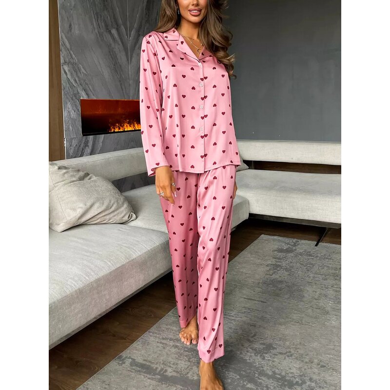 Pajamas Set Manufacturer - Silk Satin Long Sleeve Two Piece Homewear