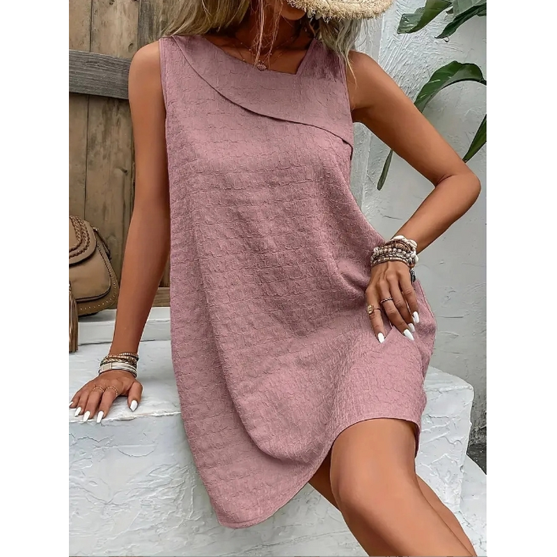 Dress Manufacturer - Solid Color Slant Neck Sleeveless for Summer