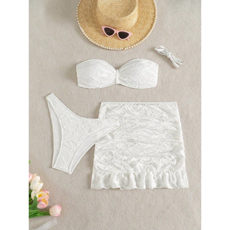 Swimwear Set Manufacturer - Solid Color Bikini Three Pieces