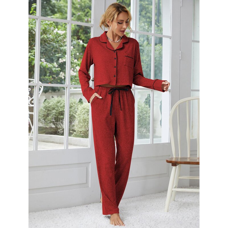 Pajamas Set Manufacturer - Long Sleeve Breathable Two-Piece with Elastic Waist