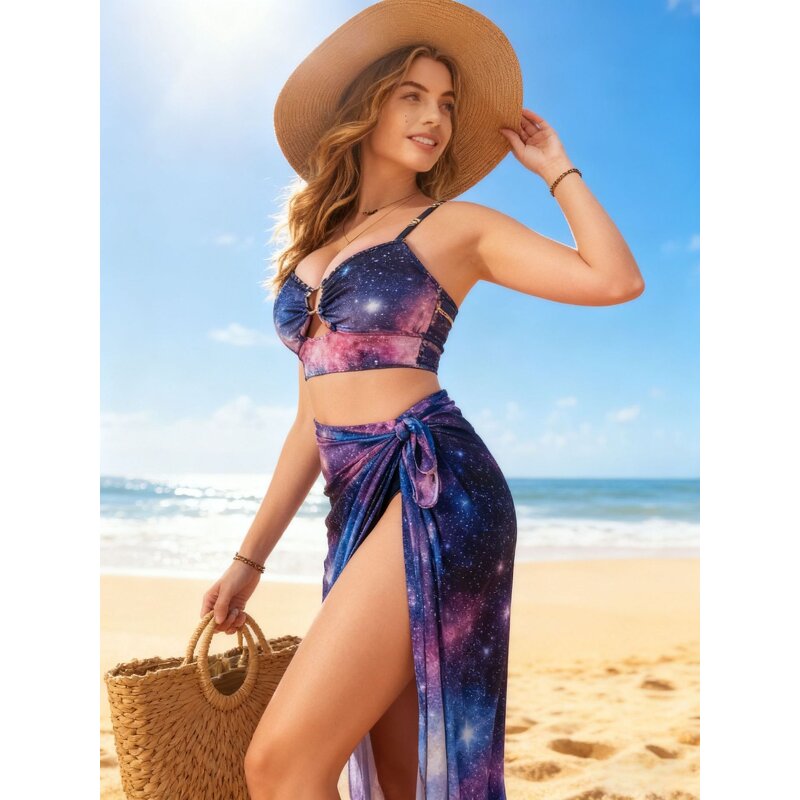 Swimsuit Set Manufacturer - Split Tie Dye Bikini Plus Size Three-piece
