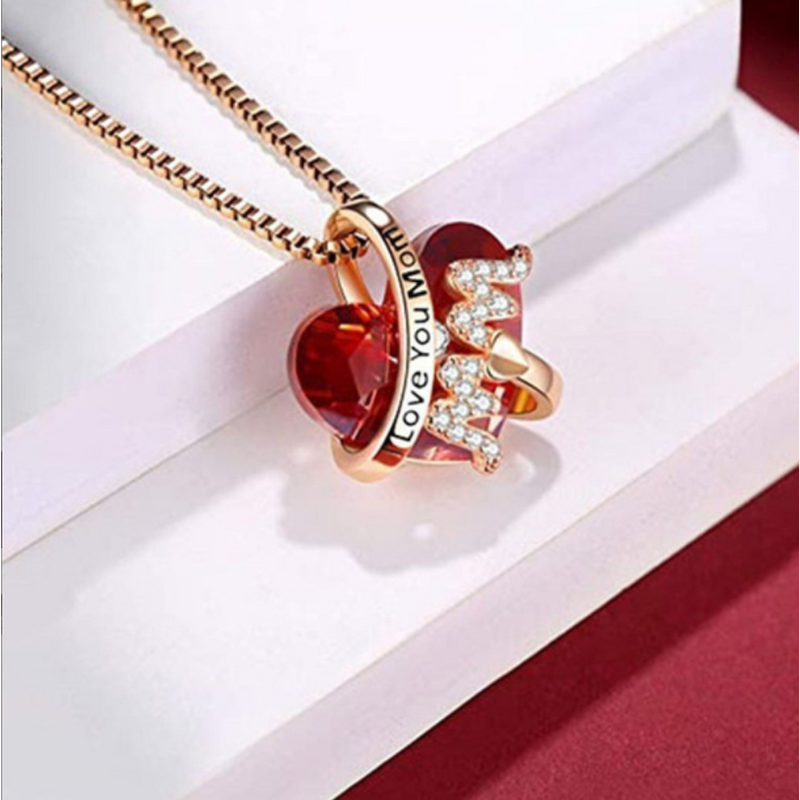 Necklace Manufacturer - Love Heart Gold Zircon Alphabet MoM Gift