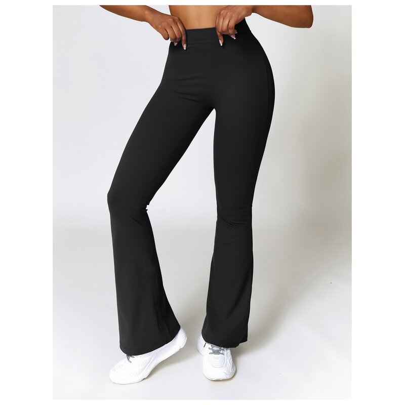 Yoga Pants Manufacturer - High Waist Flared Wide Leg Butt Lifting Solid